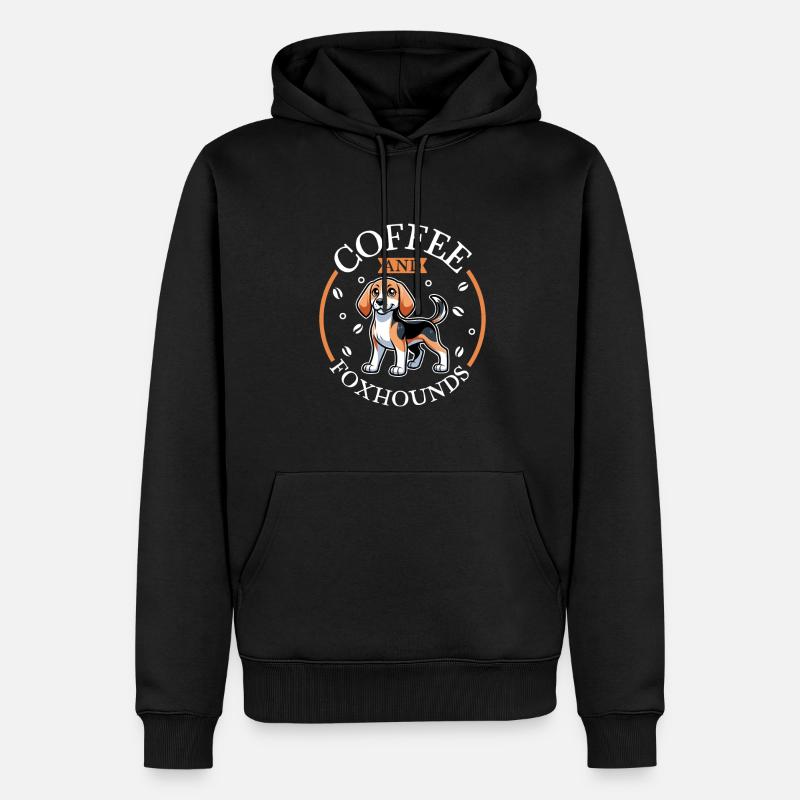 Café et foxhound anglais - Sweat à capuche Premium bio Homme - noir