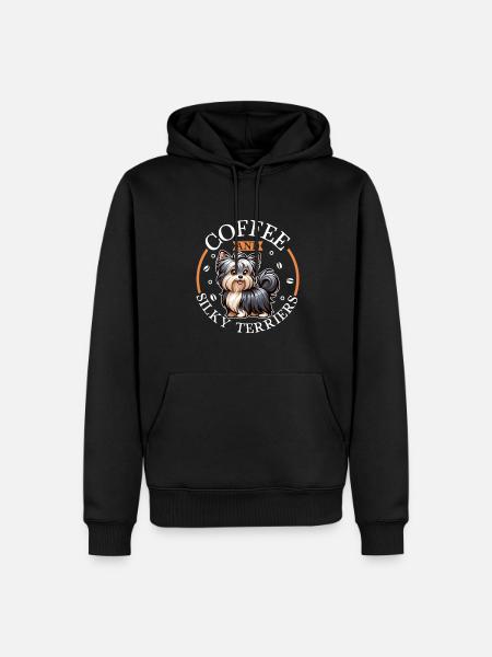 Coffee and Australian Silky Terrier - Men’s Premium Organic Hoodie - black