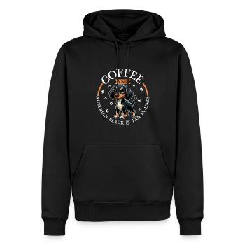 Kaffee und Austrian Black and Tan Hound - Männer Premium Bio Hoodie - Schwarz - Vorne - Nico (187cm)