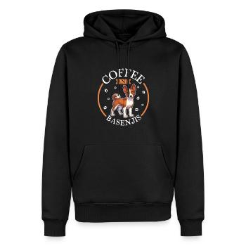 Kaffee und Basenji - Männer Premium Bio Hoodie - Schwarz - Vorne - Nico (187cm)