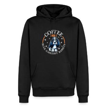 Café et Basset bleu de Gascogne - Sweat à capuche Premium bio Homme - noir - Devant - Nico (187cm)
