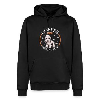 Café et Bedlington Terrier - Sweat à capuche Premium bio Homme - noir - Devant - Nico (187cm)
