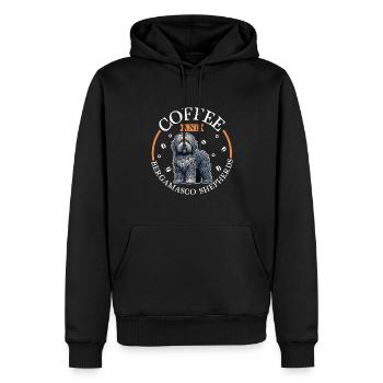 Café et chien de berger de Bergame - Sweat à capuche Premium bio Homme - noir - Devant - Nico (187cm)