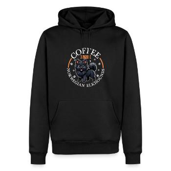 Café et chien d’élan norvégien - Sweat à capuche Premium bio Homme - noir - Devant - Nico (187cm)