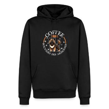 Kaffee und Bouvier des Ardennes - Männer Premium Bio Hoodie - Schwarz - Vorne - Nico (187cm)