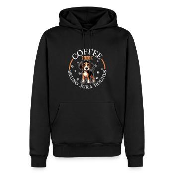 Kaffee und Jura Laufhund - Männer Premium Bio Hoodie - Schwarz - Vorne - Nico (187cm)