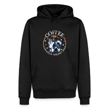 Café et chien esquimau canadien - Sweat à capuche Premium bio Homme - noir - Devant - Nico (187cm)