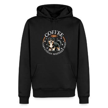 Kaffee und Carpathian Shepherd Dog - Männer Premium Bio Hoodie - Schwarz - Vorne - Nico (187cm)