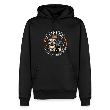 Kaffee und Gos d’Atura Català - Männer Premium Bio Hoodie - Schwarz - Vorne - Nico (187cm)