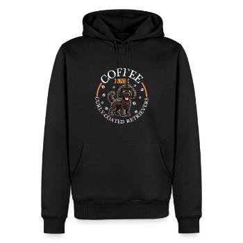 Kaffee und Curly-coated Retriever - Männer Premium Bio Hoodie - Schwarz - Vorne - Nico (187cm)