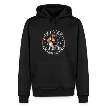 Kaffee und Finnischer Laufhund - Männer Premium Bio Hoodie - Schwarz - Vorne - Nico (187cm)