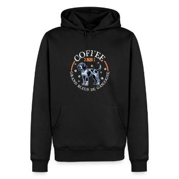 Kaffee und Grand Bleu de Gascogne - Männer Premium Bio Hoodie - Schwarz - Vorne - Nico (187cm)