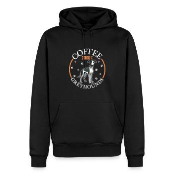Kaffee und Greyhound - Männer Premium Bio Hoodie - Schwarz - Vorne - Nico (187cm)