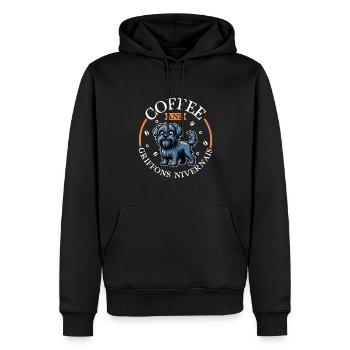 Café et Griffon Nivernais - Sweat à capuche Premium bio Homme - noir - Devant - Nico (187cm)