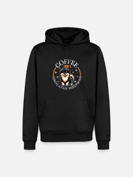 Coffee and Himalayan Shepherd Dog - Men’s Premium Organic Hoodie - black