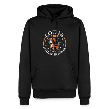 Café et Hygenhund - Sweat à capuche Premium bio Homme - noir - Devant - Nico (187cm)