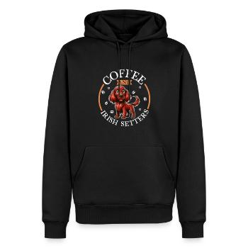 Café et Setter Rouge Irlandais - Sweat à capuche Premium bio Homme - noir - Devant - Nico (187cm)