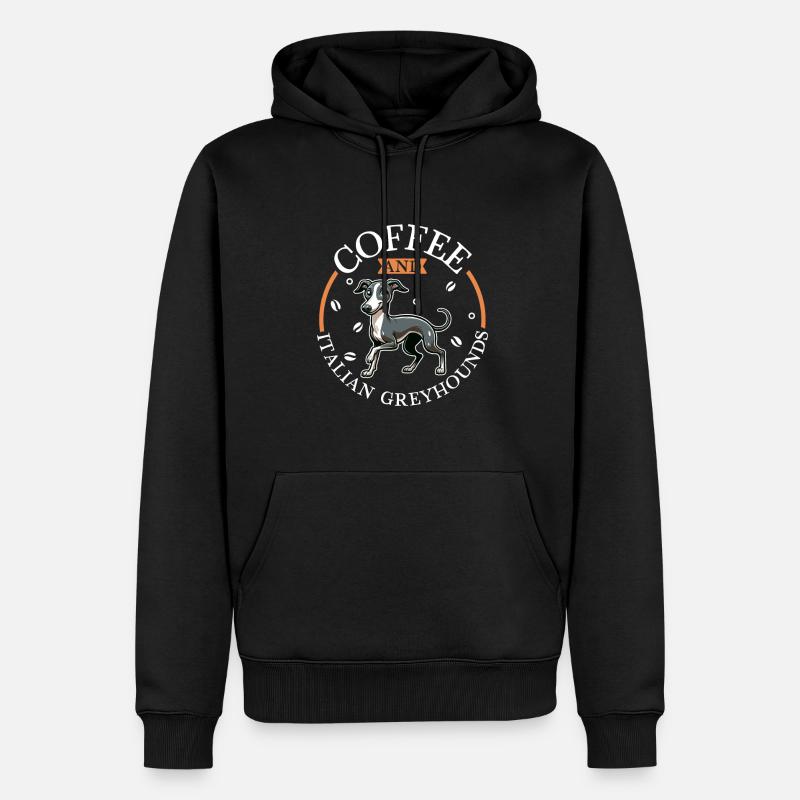 Café et lévrier italien - Sweat à capuche Premium bio Homme - noir