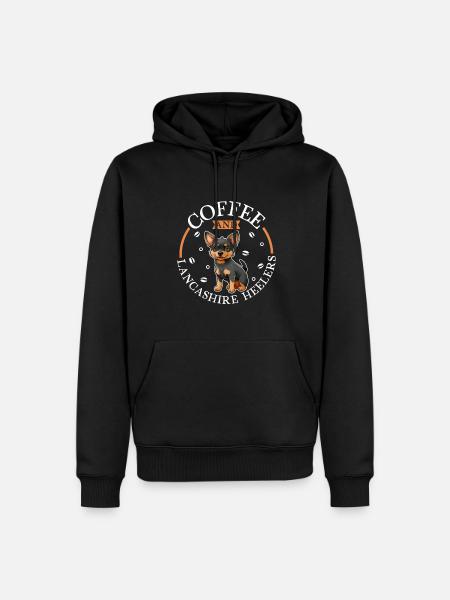 Coffee and Lancashire Heeler - Men’s Premium Organic Hoodie - black