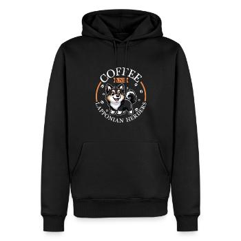 Café et chien renne de Laponie - Sweat à capuche Premium bio Homme - noir - Devant - Nico (187cm)