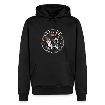 Café et husky du fleuve Mackenzie - Sweat à capuche Premium bio Homme - noir - Devant - Nico (187cm)
