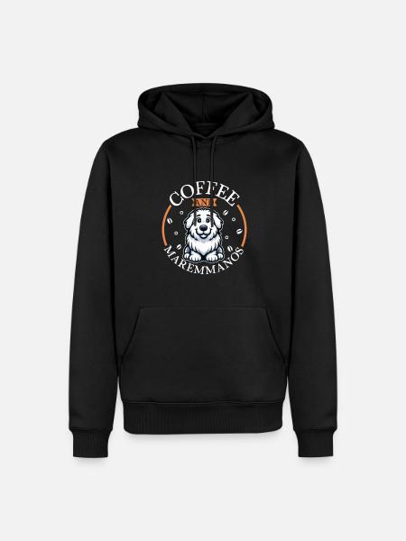 Coffee and Maremma-Abruzzo Shepherd Dog - Men’s Premium Organic Hoodie - black