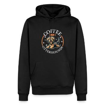 Café et chien loutre - Sweat à capuche Premium bio Homme - noir - Devant - Nico (187cm)