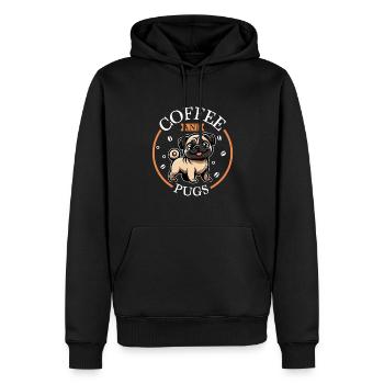 Café et carlin - Sweat à capuche Premium bio Homme - noir - Devant - Nico (187cm)