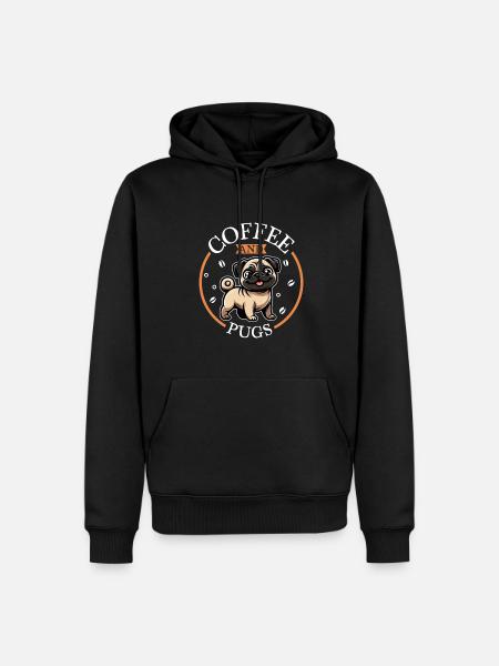 Café et carlin - Sweat à capuche Premium bio Homme - noir