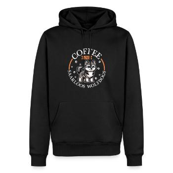 Kaffee und Saarlooswolfhund - Männer Premium Bio Hoodie - Schwarz - Vorne - Nico (187cm)