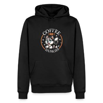 Kaffee und Sibirischer Husky - Männer Premium Bio Hoodie - Schwarz - Vorne - Nico (187cm)
