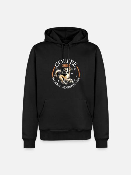 Café et lévrier soyeux - Sweat à capuche Premium bio Homme - noir