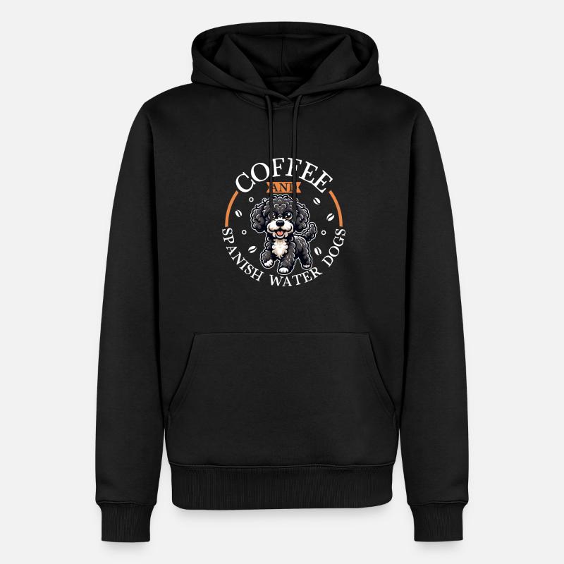 Kaffee und Spanischer Wasserhund - Männer Premium Bio Hoodie - Schwarz