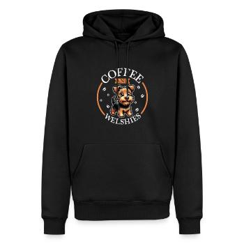 Café et Welsh Terrier - Sweat à capuche Premium bio Homme - noir - Devant - Nico (187cm)
