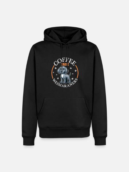 Kaffee und Weimaraner - Männer Premium Bio Hoodie - Schwarz