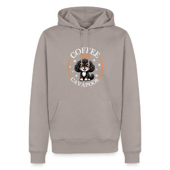 Coffee and Cavapoo - Men’s Premium Organic Hoodie - taupe - Front - Nico (187cm)