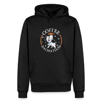 Café et Dalmatiens - Sweat à capuche Premium bio Homme - noir - Devant - Nico (187cm)