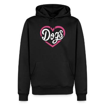 Chiens d’amour - Sweat à capuche Premium bio Homme - noir - Devant - Nico (187cm)