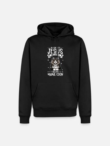 Jesus and My Maine Coon - Men’s Premium Organic Hoodie - black