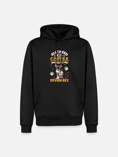 Coffee and my Devon Rex - Men’s Premium Organic Hoodie - black