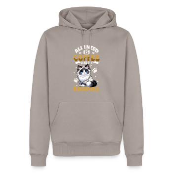 Le café et ma poupée de chiffon - Sweat à capuche Premium bio Homme - taupe - Devant - Nico (187cm)