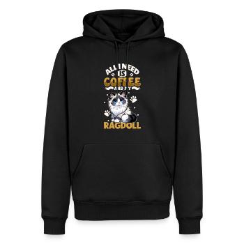 Le café et ma poupée de chiffon - Sweat à capuche Premium bio Homme - noir - Devant - Nico (187cm)