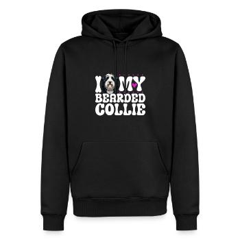 J’adore mon Bearded Collie - Sweat à capuche Premium bio Homme - noir - Devant - Nico (187cm)