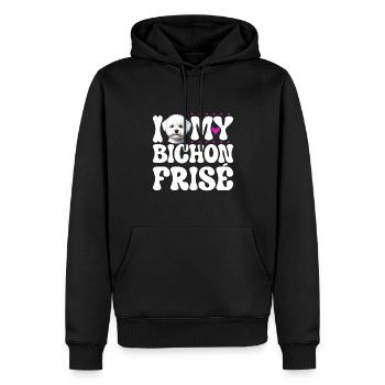 Ich liebe meinen Bichon Frisé - Männer Premium Bio Hoodie - Schwarz - Vorne - Nico (187cm)