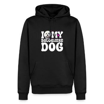 Ich liebe meinen Bologneser - Männer Premium Bio Hoodie - Schwarz - Vorne - Nico (187cm)