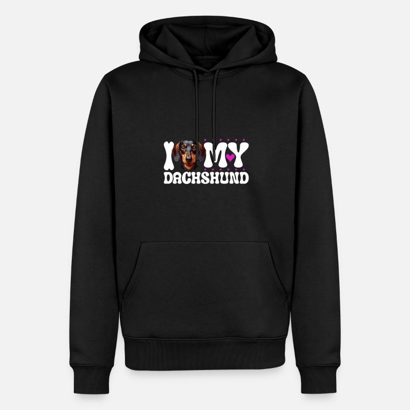 J'aime mon teckel - Sweat à capuche Premium bio Homme - noir