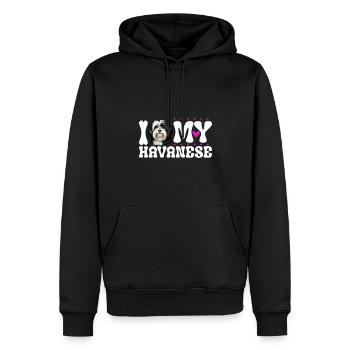 J’adore mon bichon havanais - Sweat à capuche Premium bio Homme - noir - Devant - Nico (187cm)