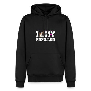 J'adore mon Papillon - Sweat à capuche Premium bio Homme - noir - Devant - Nico (187cm)