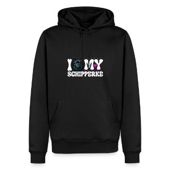 Ich liebe meinen Schipperke - Männer Premium Bio Hoodie - Schwarz - Vorne - Nico (187cm)