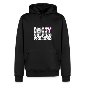 Ich liebe meinen Volpino Italiano - Männer Premium Bio Hoodie - Schwarz - Vorne - Nico (187cm)